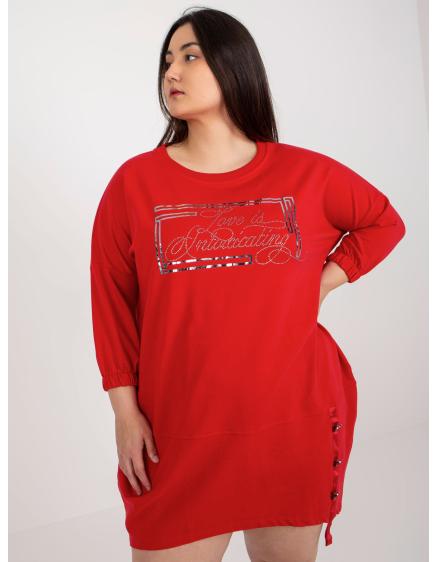 Dámské šaty s nápisem mikinové plus size VOLETA červené