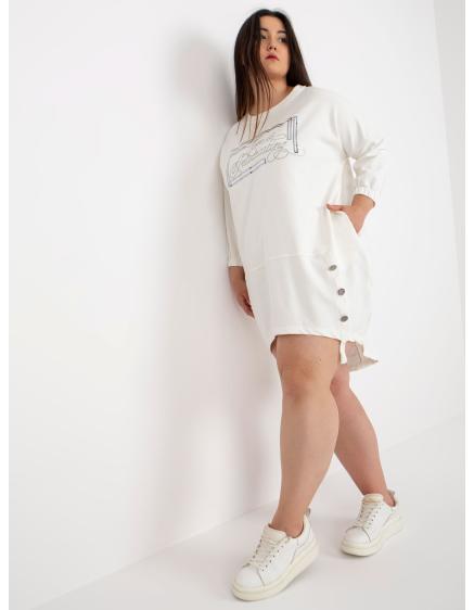 Dámské šaty s ozdobnými knoflíky plus size LIPA ecru