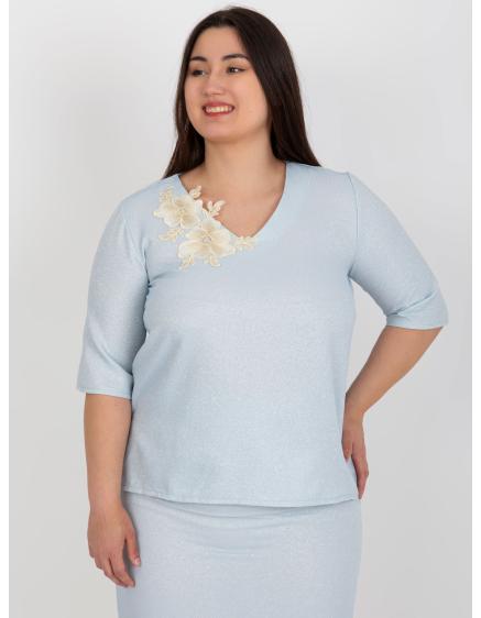 Dámská halenka s krátkými rukávy plus size GISELLE světle modrá