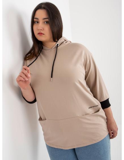 Dámská halenka s kapsami plus size JOLIE tmavě béžová