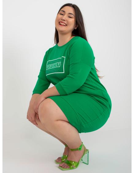 Dámské šaty s nápisem bavlněné plus size ROUX zelené