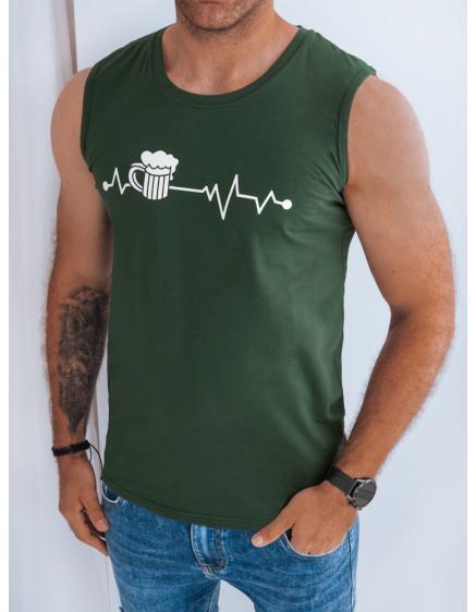 Pánské tričko bez rukávů s potiskem KITTA zelené barvy