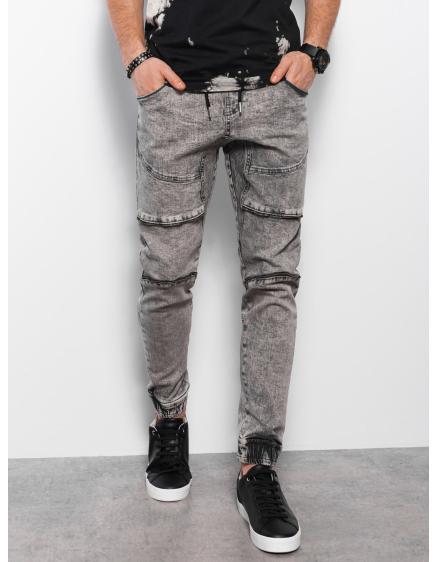 Pánské kalhoty JOGGERS s prošíváním šedé V4 OM-PADJ-0111