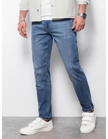 Pánské džínové kalhoty s žebrováním REGULAR FIT modré V3 OM-PADP-0102