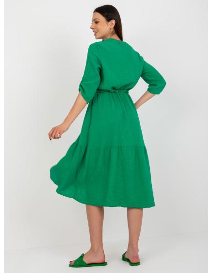 Dámské šaty midi mušelínové OCH BELLA zelené