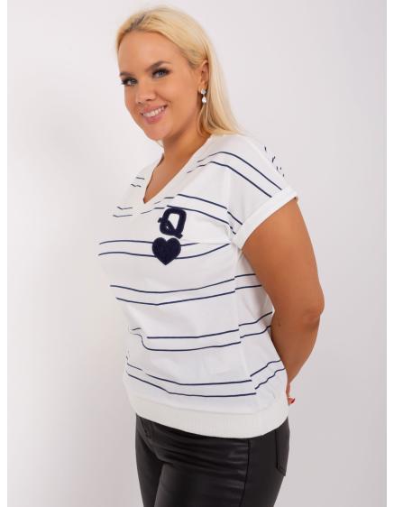 Dámská halenka s výstřihem plus size TRIA ecru-blue