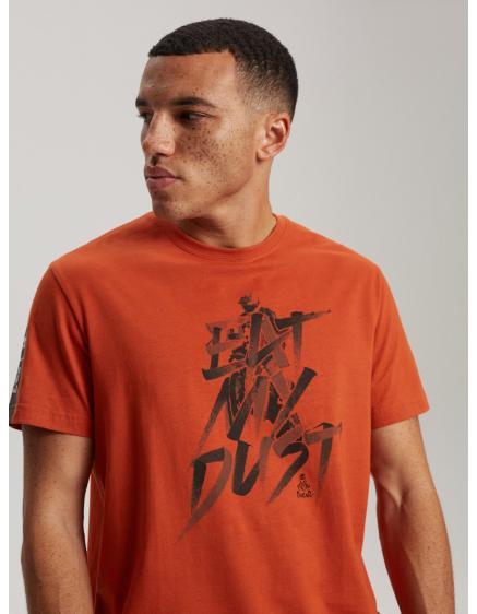 Levně Pánské tričko s potiskem DKR D 0623 S1826 oranžové