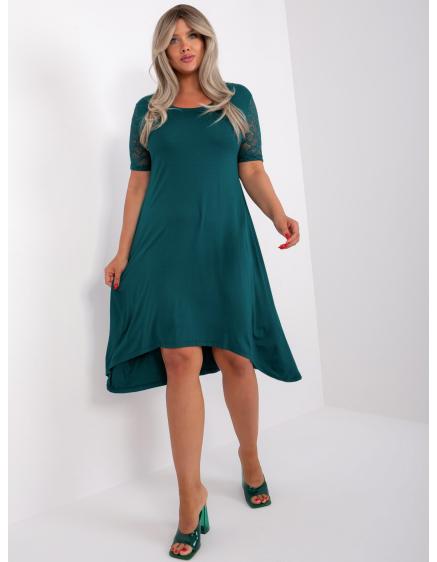 Dámské šaty asymetrické plus size KOGH tmavě zelené
