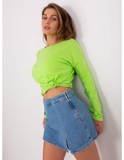 Levně Dámské halenka s dlouhým rukávem BASIC FEEL GOOD limetkově zelená