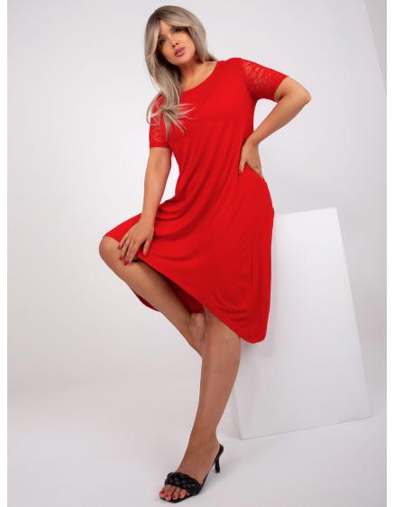 Dámské šaty s krátkým rukávem plus size CHLOE červené