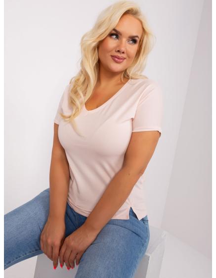 Dámské tričko s rozparky plus size SABINA světle růžové