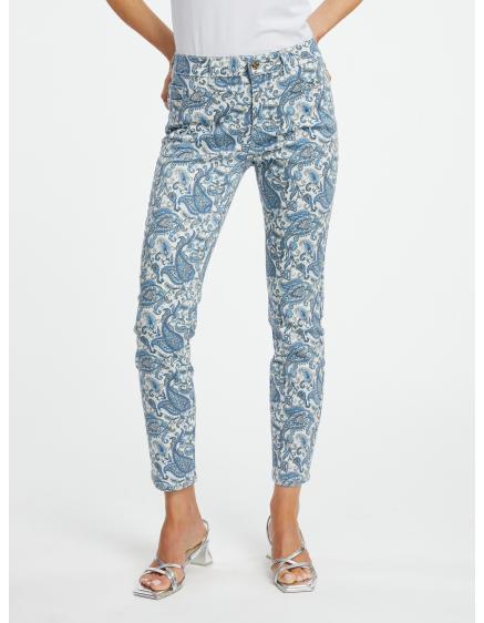 Levně Modré dámské vzorované slim fit džíny