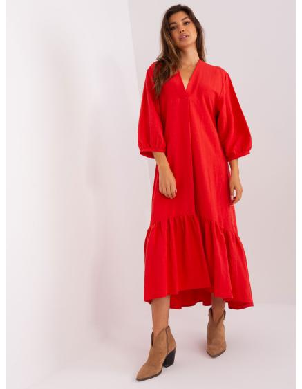 Dámské šaty s volánem midi ZULUNA červené