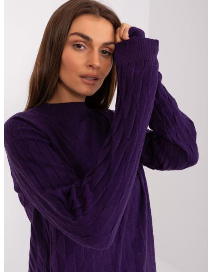 Dámský svetr s kulatým výstřihem ABBI tmavě fialový