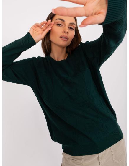 Dámský svetr s bavlnou ABONI tmavě zelený
