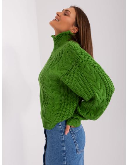 Dámský svetr oversize s dlouhým rukávem ABONI zelený