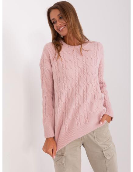 Dámský svetr s plédy BRADA světle růžový
