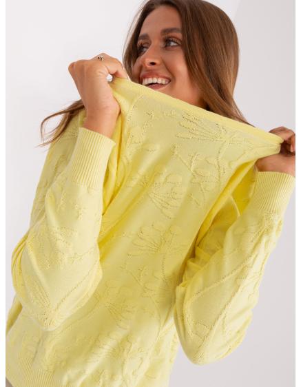 Dámský svetr s žebrovanými manžetami ROLY žlutý