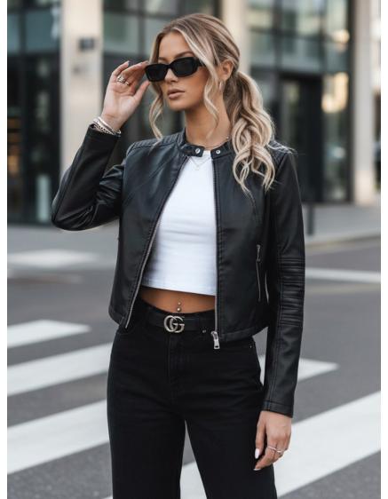 Levně Dámská koženková bunda CHIC STYLE černá