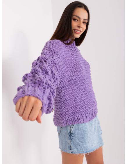 Dámský svetr nadměrné velikosti s buffovými rukávy EVERE fialový