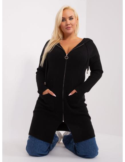 Dámský svetr plus size bez knoflíků s viskózou ENYI černý