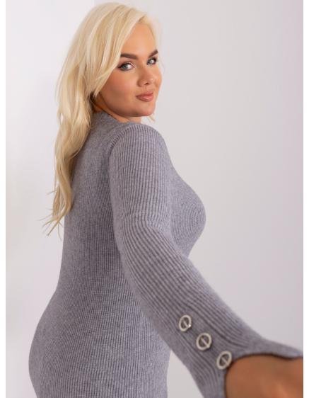 Dámský svetr s výstřihem do V plus size IRORI šedý