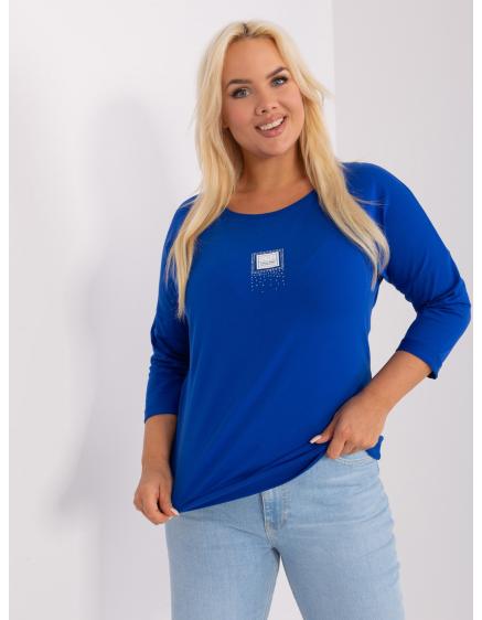 Dámská halenka plus size s 3/4 rukávy YNALI kobaltově modrá