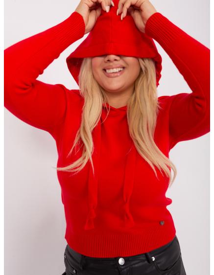 Dámský svetr s vázáním plus size DRIAS červený