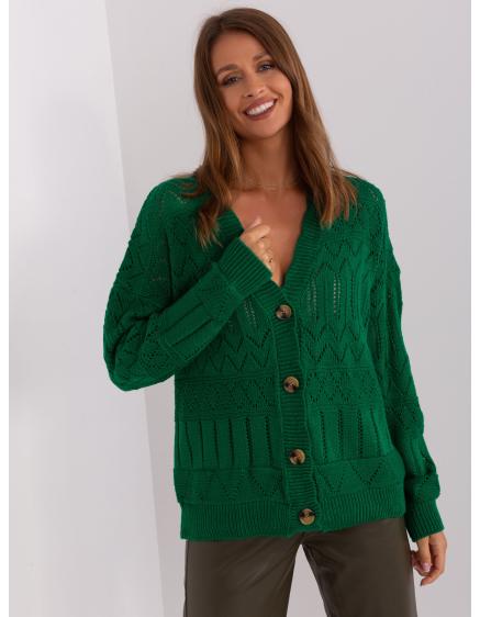 Dámský svetr na knoflíky HONK tmavě zelený