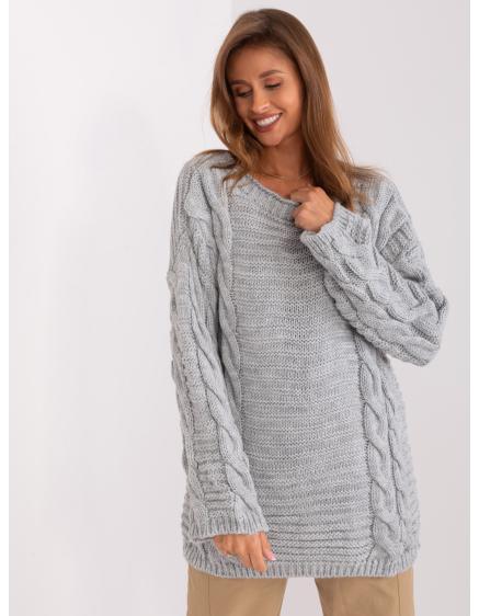 Dámský svetr nadměrné velikosti s kostkami SEYDA šedý