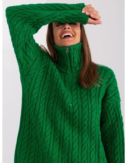 Dámský svetr s plédy a zipem SHYND zelený