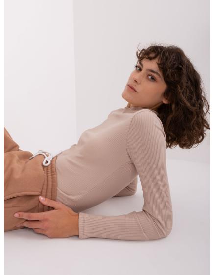 Levně Dámská pruhovaná halenka BASIC FEEL GOOD béžová