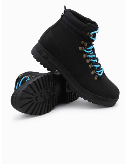 Pánské zimní trekové boty s kontrastními tkaničkami V3 OM-FOBO-0132 černé
