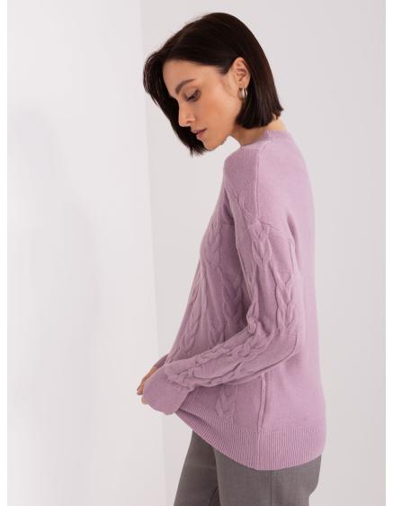 Dámský svetr s kostkovaným vzorem a dlouhými rukávy ALIVA fialový