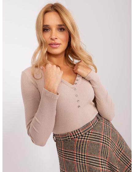 Levně Dámská halenka pruhovaná BASIC FEEL GOOD béžová