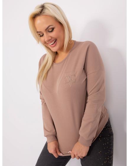 Dámská halenka plus size s rukávy DAHLIA tmavě béžová