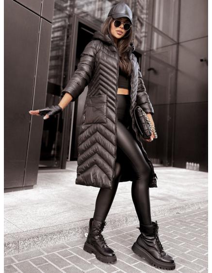 Levně Dámský prošívaný kabát RUNWAY FLAIR černý