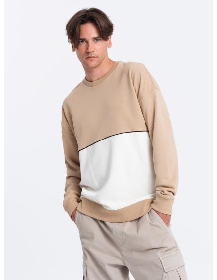 Levně Pánská mikina OVERSIZE béžová
