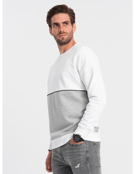 Levně Pánská mikina OVERSIZE bílá a šedá