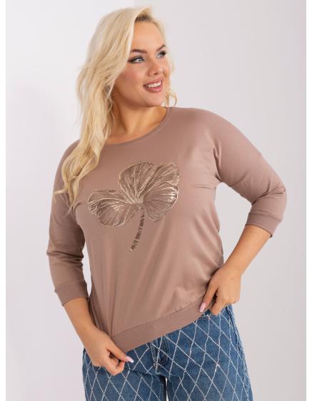 Dámská halenka plus size s 3/4 rukávy WENA tmavě béžová