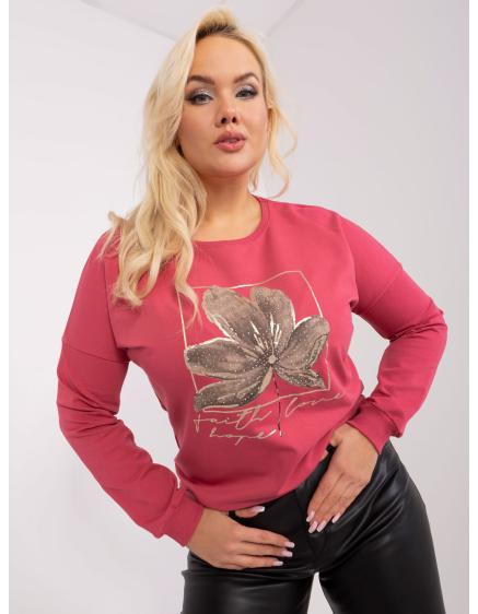 Dámská halenka plus size s potiskem DARIA tmavě korálová