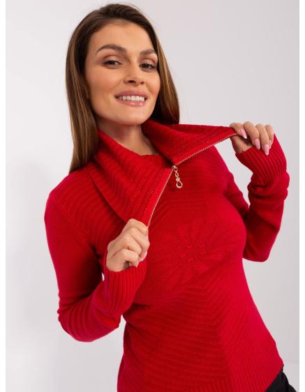 Dámský svetr s rolákem AISA červený