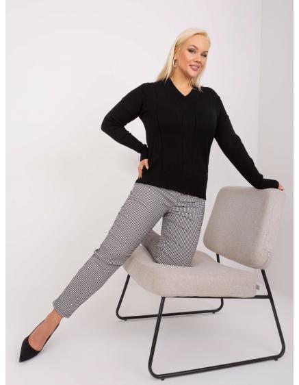 Levně Dámský svetr z úpletu plus size TEB černý