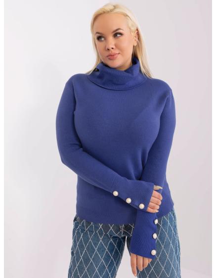 Dámský svetr plus size s rolákem ZEG tmavě modrý