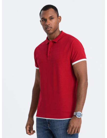 Levně Pánské bavlněné polo tričko V2 OM-POSS-0113 červené