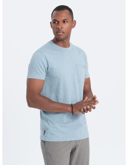 Pánské pletené tričko s kapsičkou V4 S1621 modré