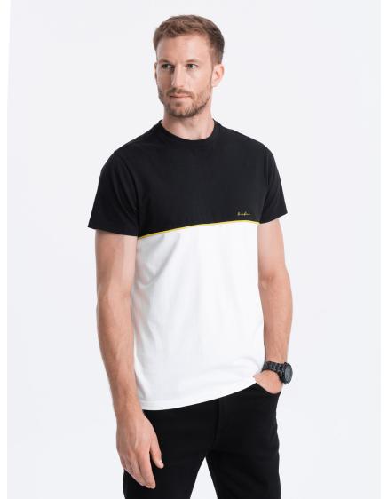 Pánské dvoubarevné bavlněné tričko V2 S1619 černobílé