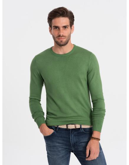 Pánský svetr s kulatým výstřihem V13 OM-SWBS-0106 zelený