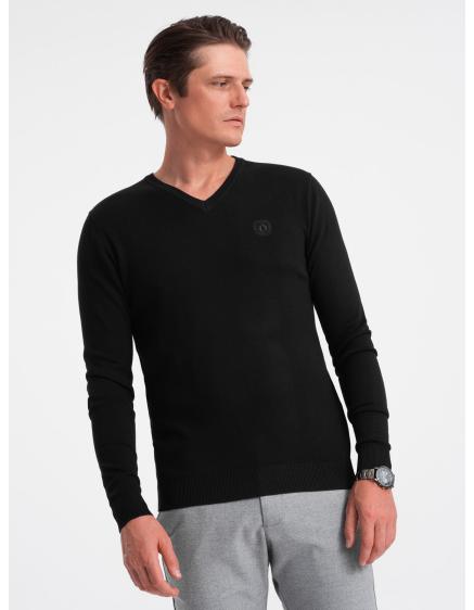 Pánský svetr s výstřihem do V V1 OM-SWBS-0107 černý