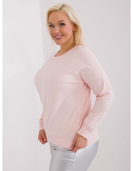 Dámská halenka plus size s dlouhým rukávem DAV světle růžová